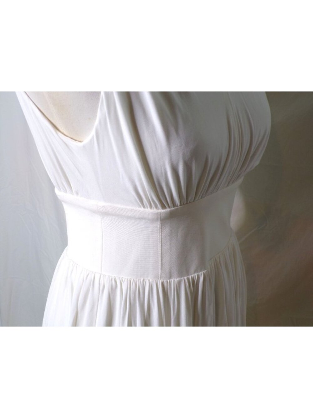 🆕LA LIGNE Balloon Hemline Jersey Midi Dress Off-White X-Small - Picture 4 of 9